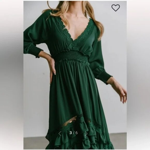 Baltic Born Hunter Green Pippa Ruffle Maxi Dress M - Picture 3 of 8